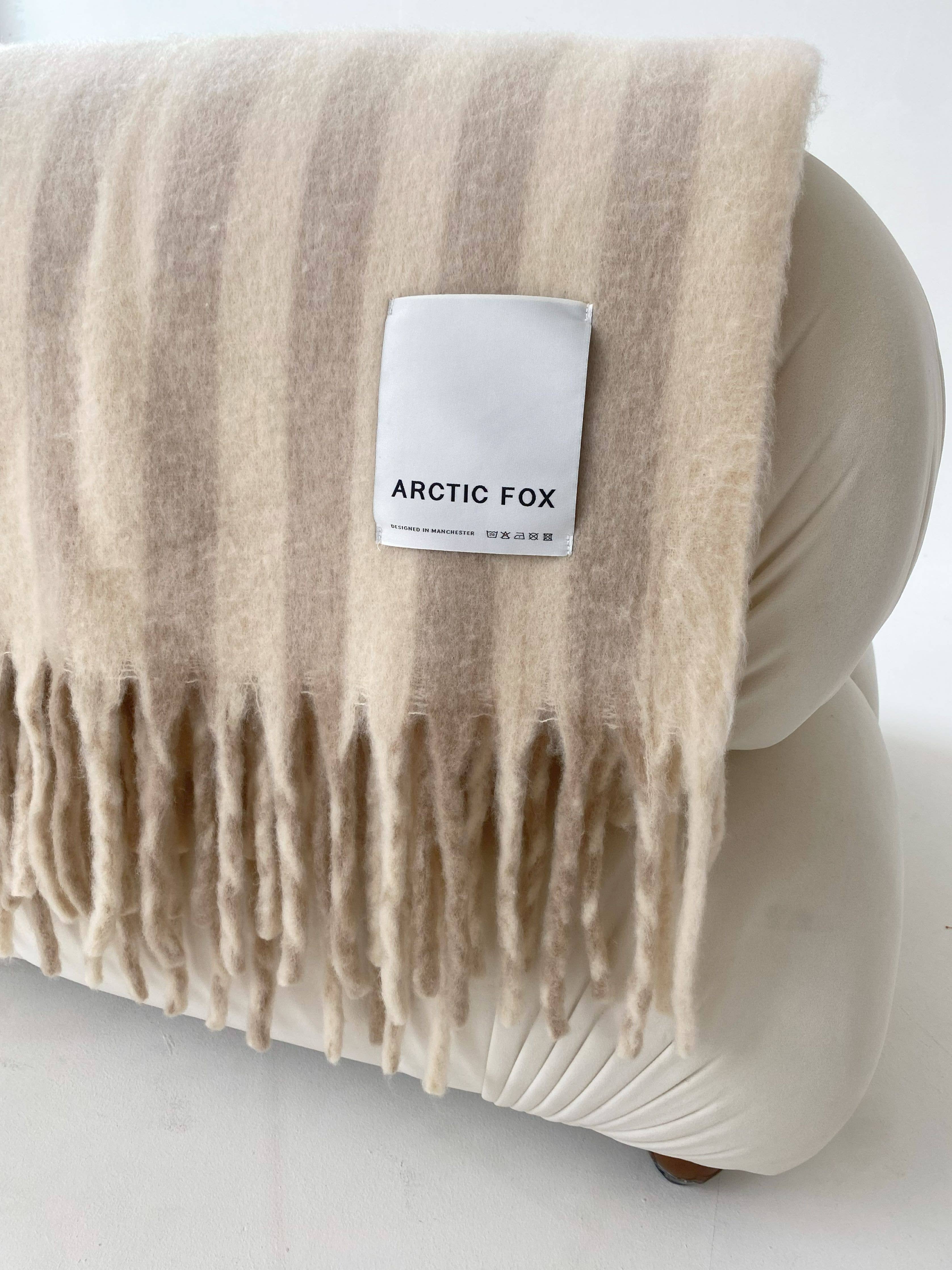The Wool Stripe Throw - Pale Taupe Stripe
