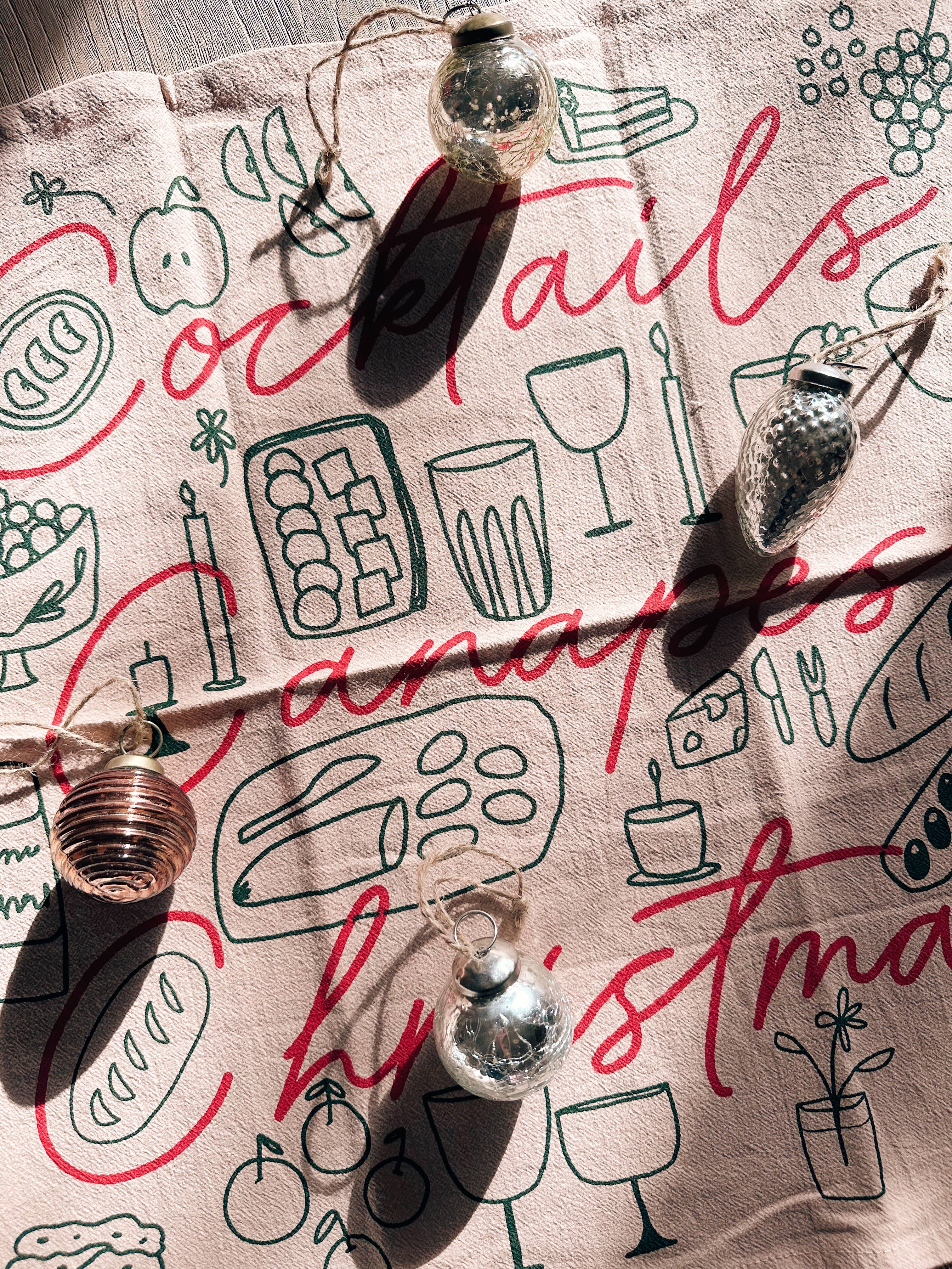 Cocktails, Canapés, Christmas Tea Towel