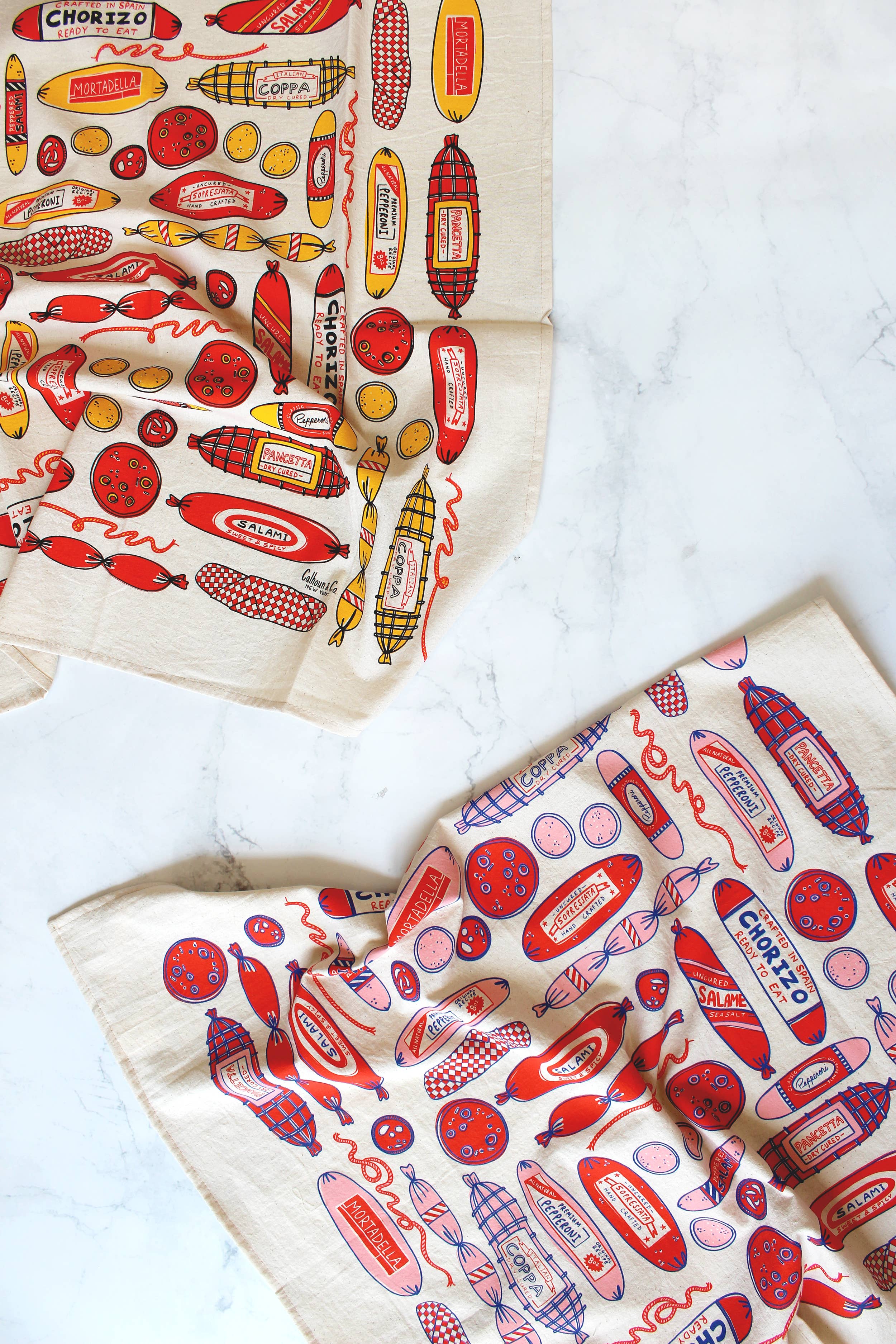 Meat Shop Screen Printed Tea Towel