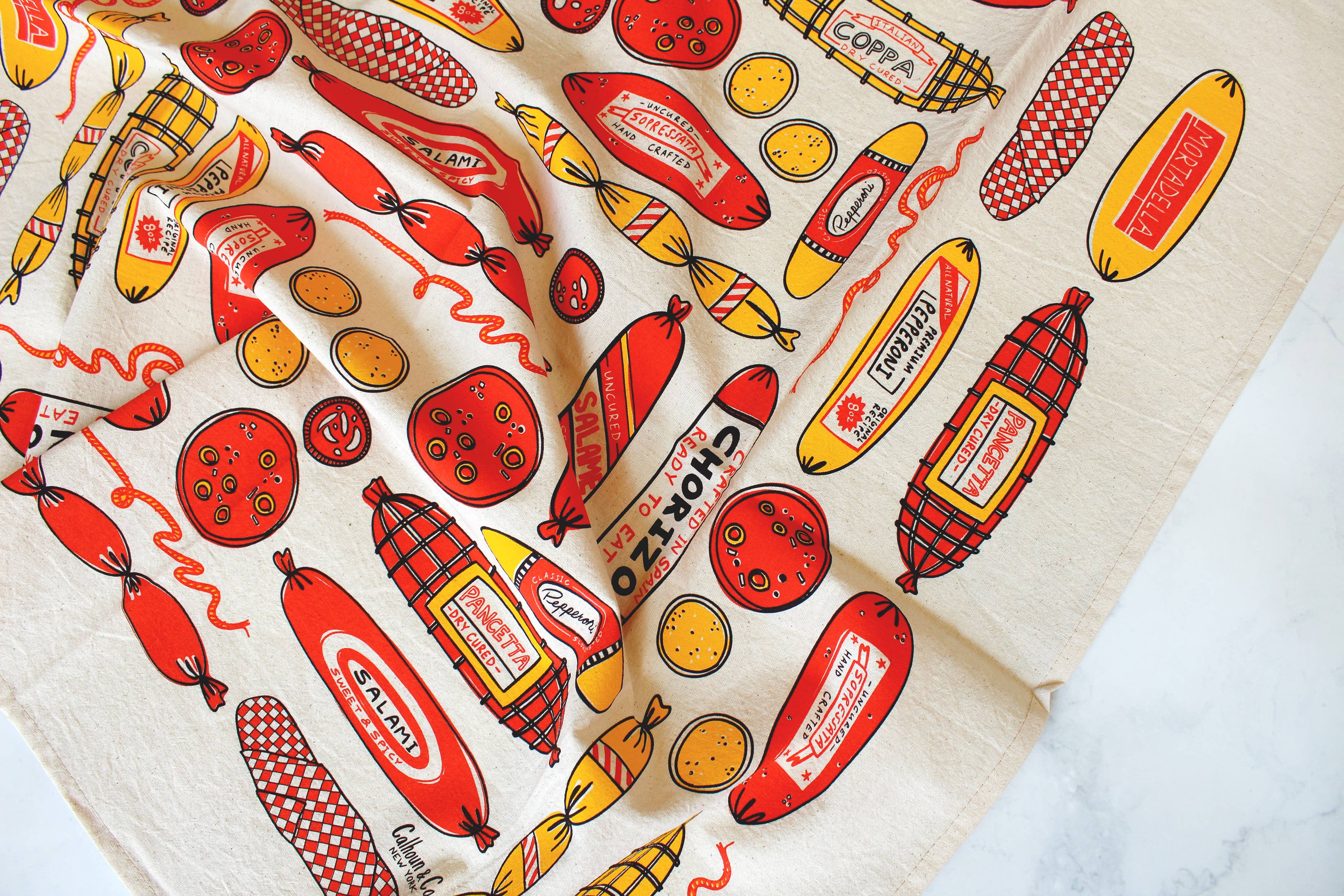 Meat Shop Screen Printed Tea Towel