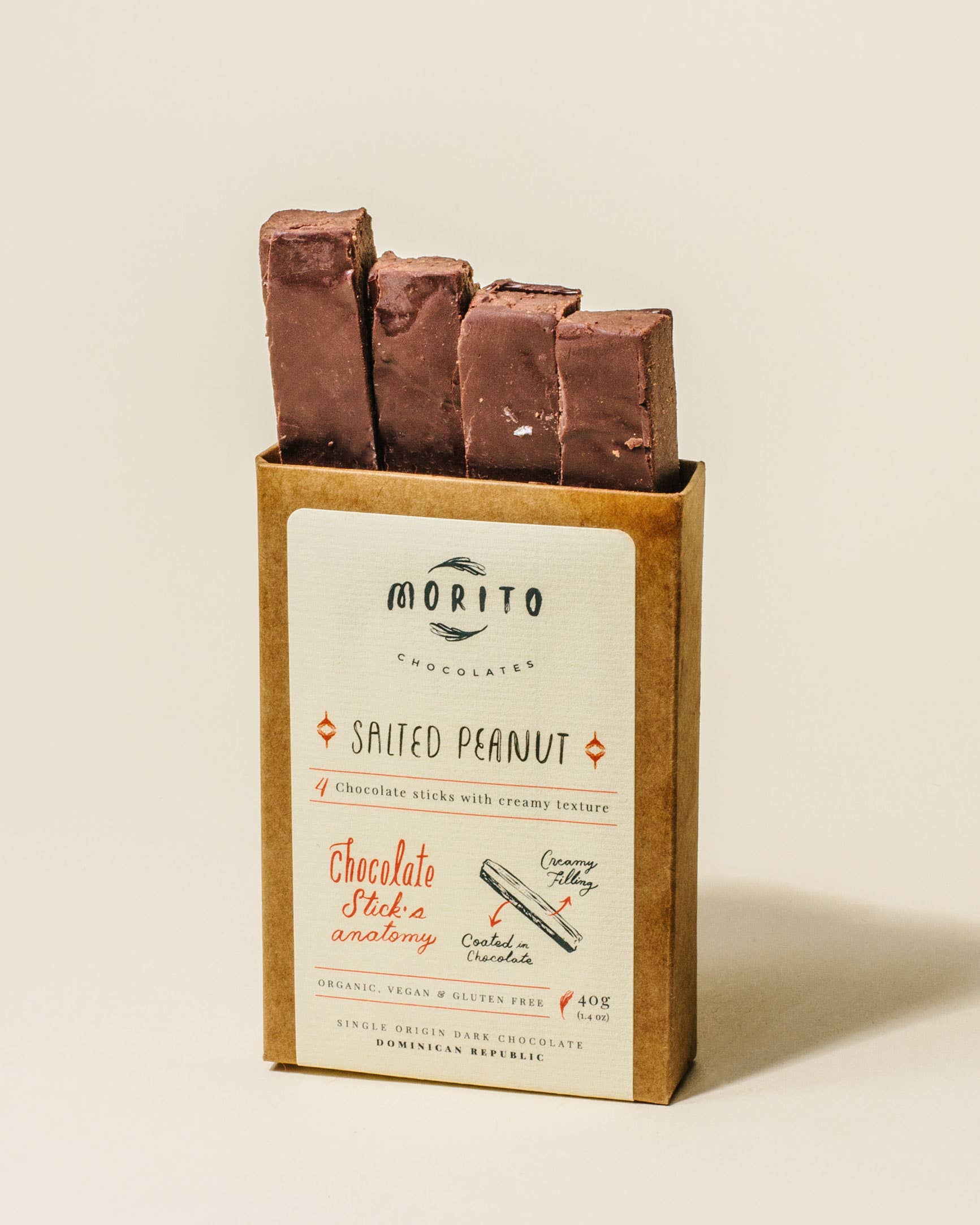 Salted Peanut- 4-Pack of Vegan Chocolate Sticks