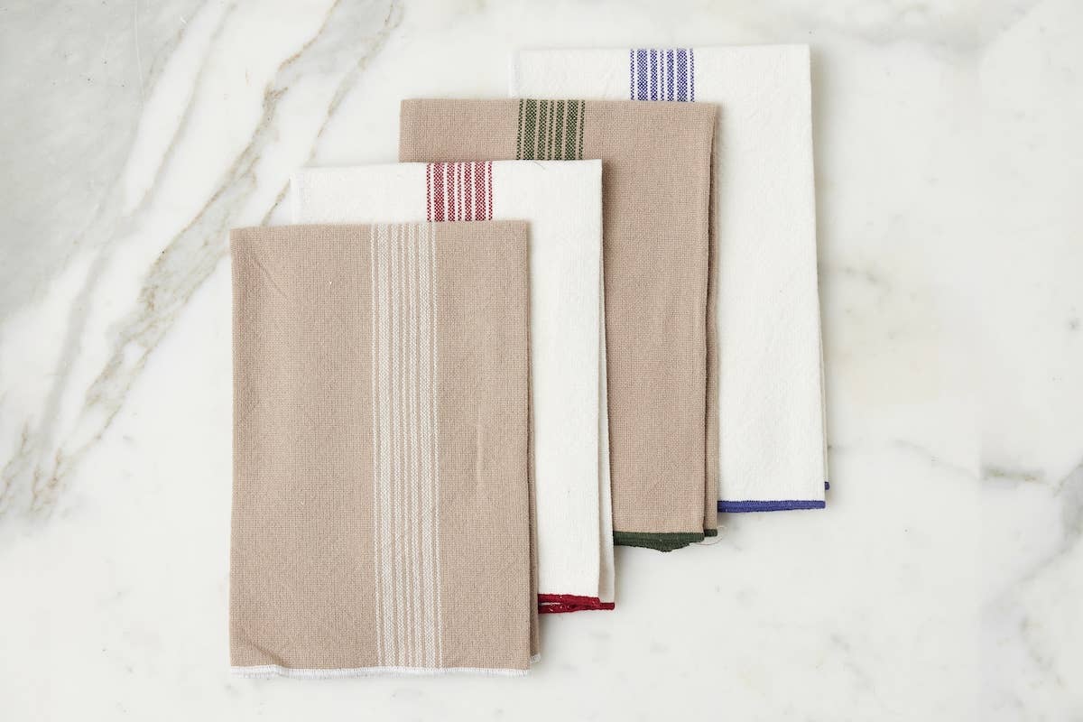 Dinner Napkins, Vintage White Stripe, Set of 4