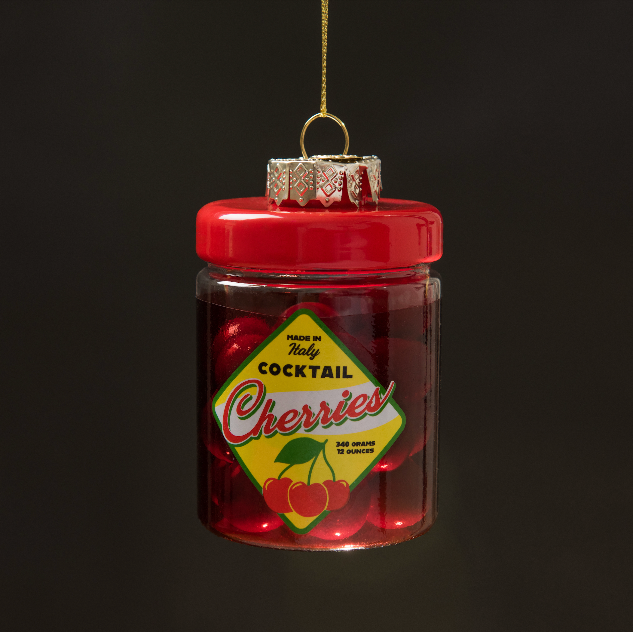 Jar of Cherries Holiday Ornament Christmas Decor