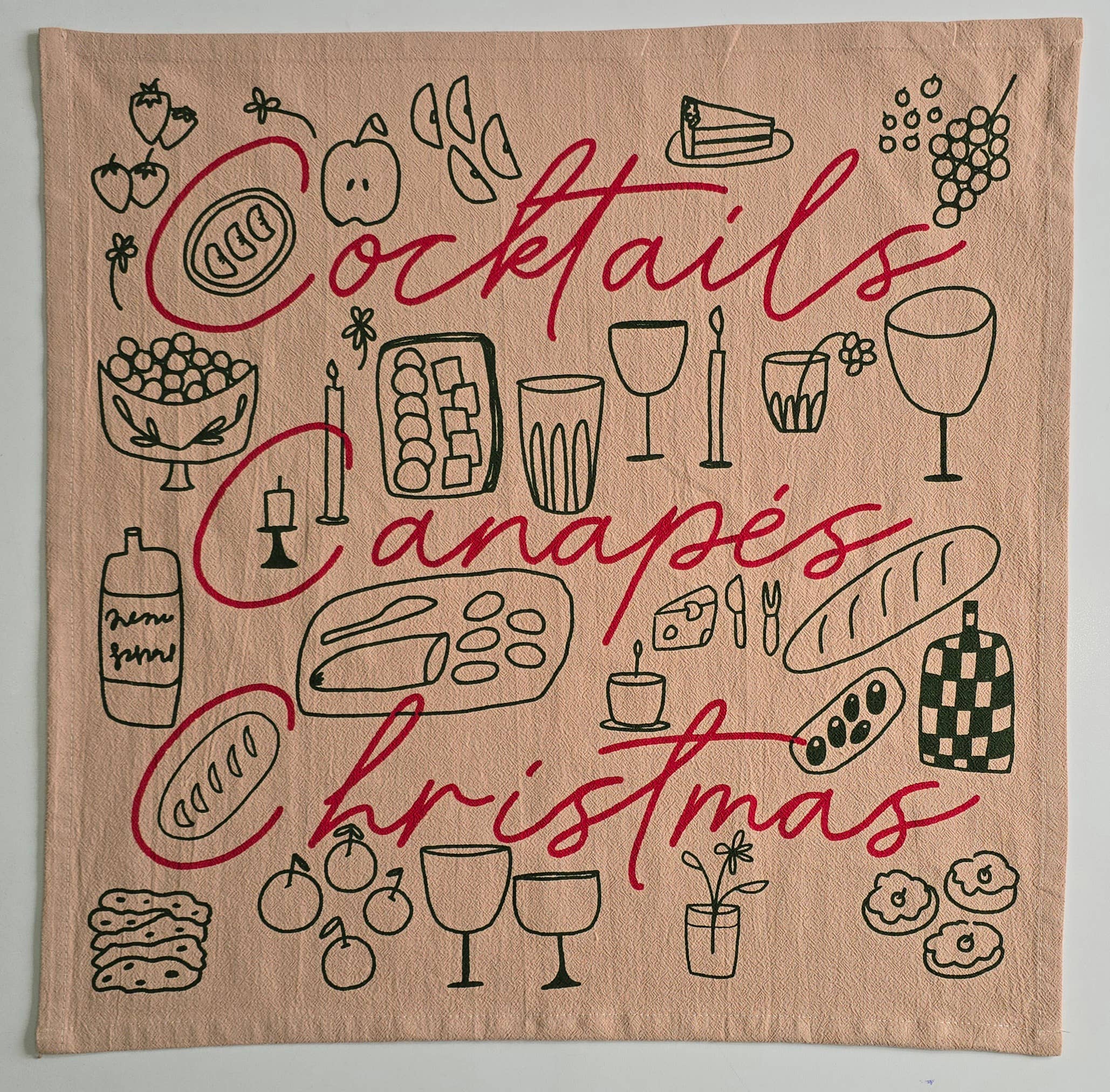 Cocktails, Canapés, Christmas Tea Towel