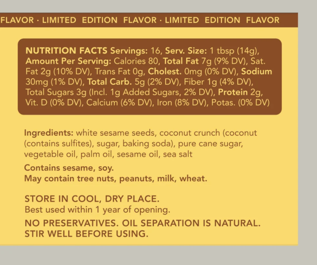 Toasted Coconut Sesame Butter | 8oz