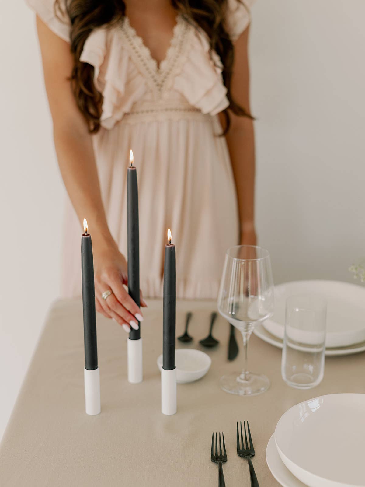 Beeswax Dipped Candles | Charcoal