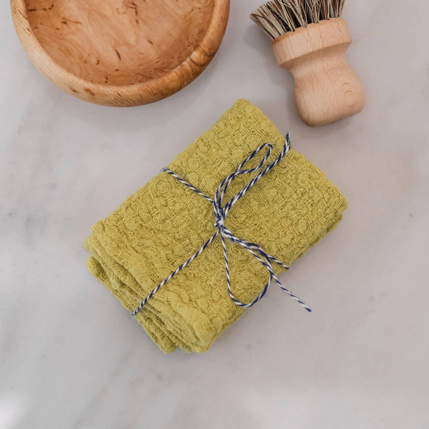 Lemon Curry Linen Dishcloth Set of 2