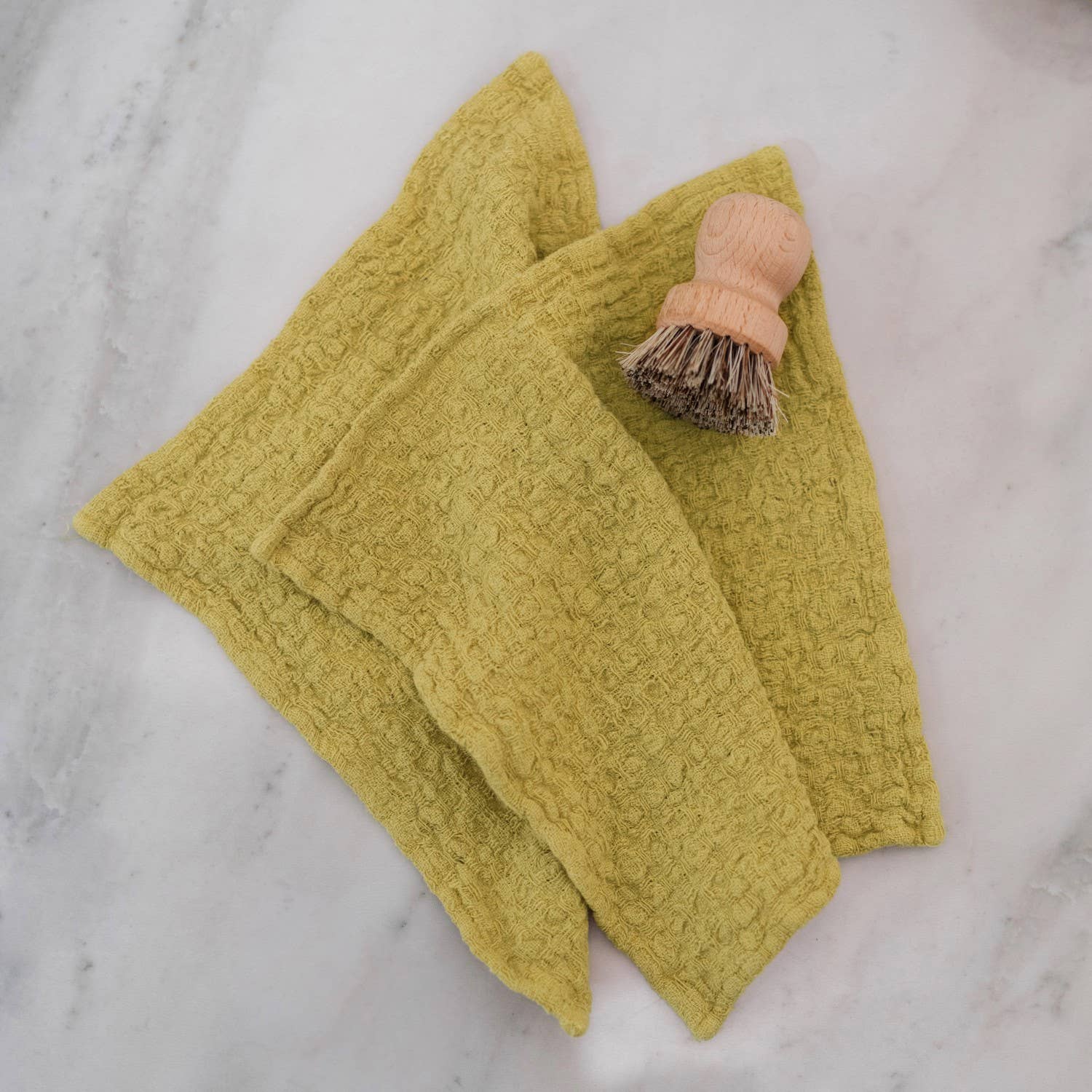 Lemon Curry Linen Dishcloth Set of 2