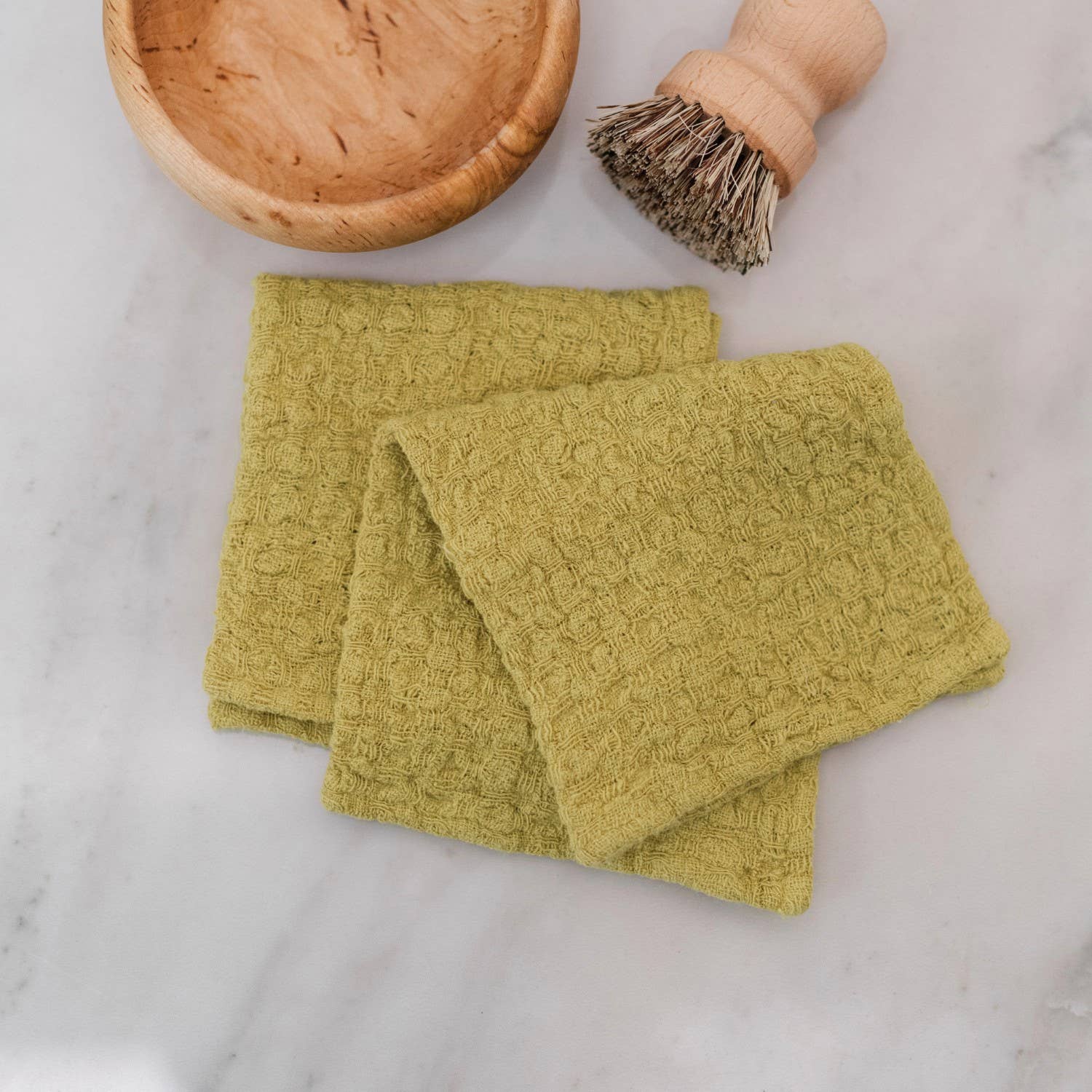 Lemon Curry Linen Dishcloth Set of 2