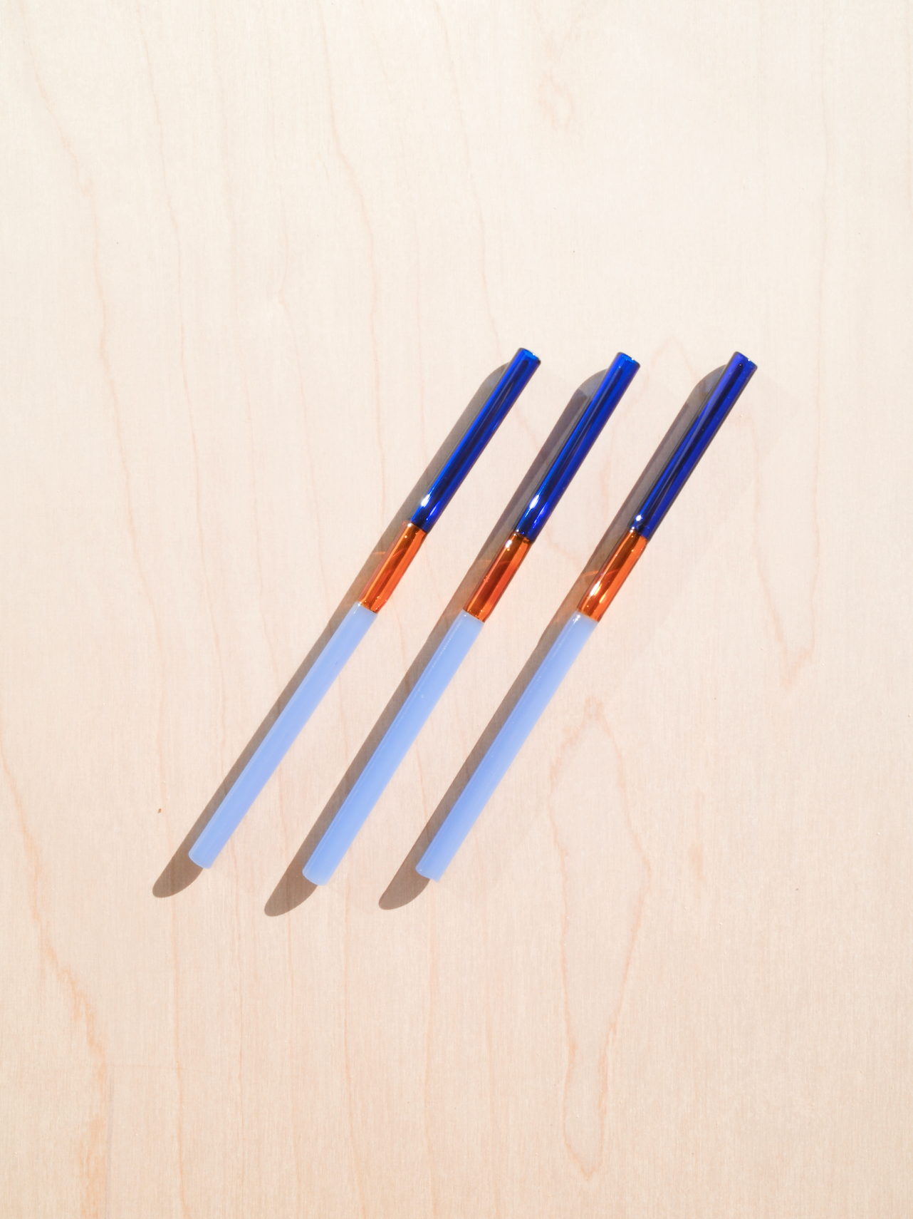 Handmade Multicolor Glass Straws | Blue & Orange