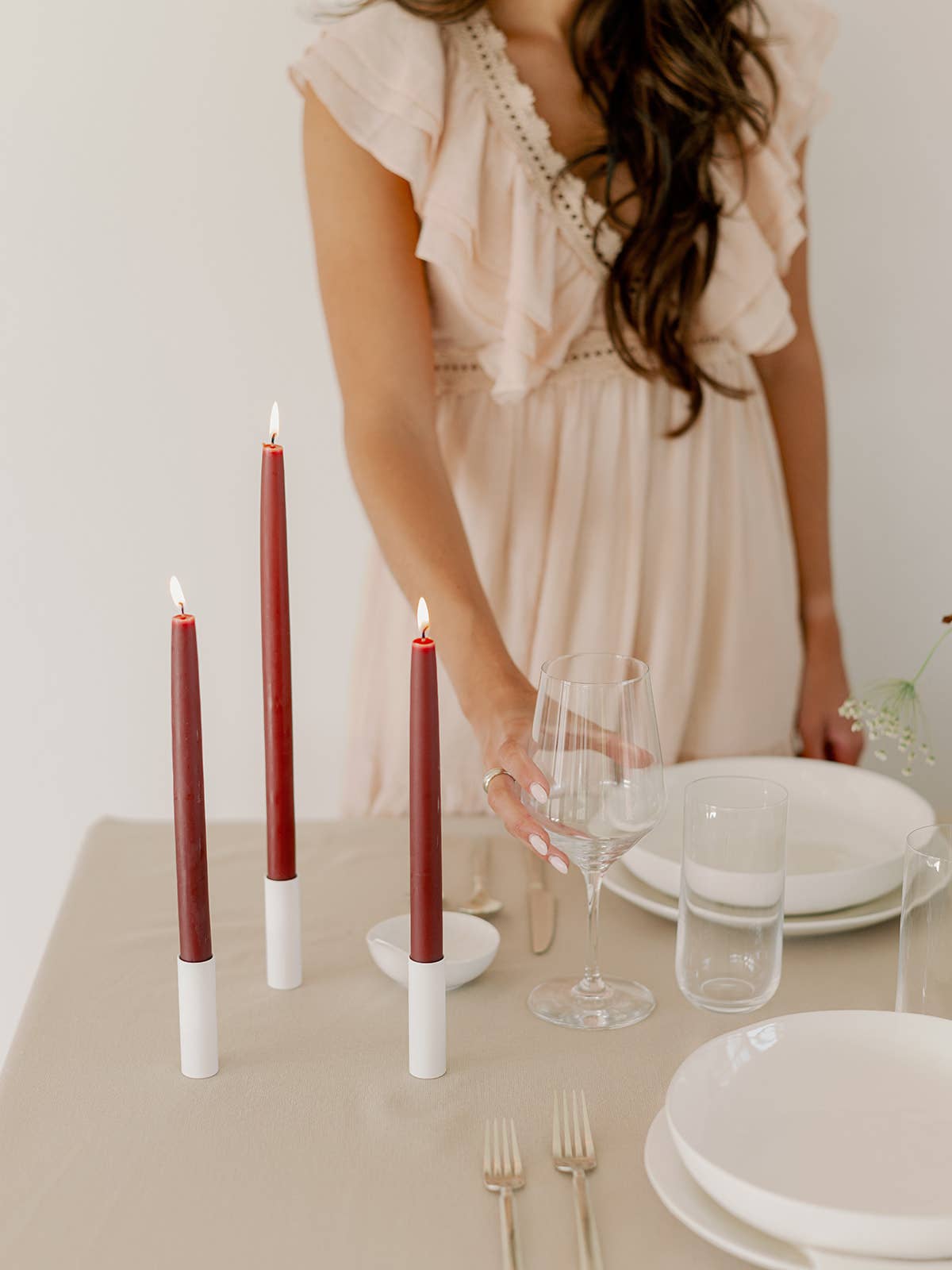 Beeswax Dipped Candles | Burgundy