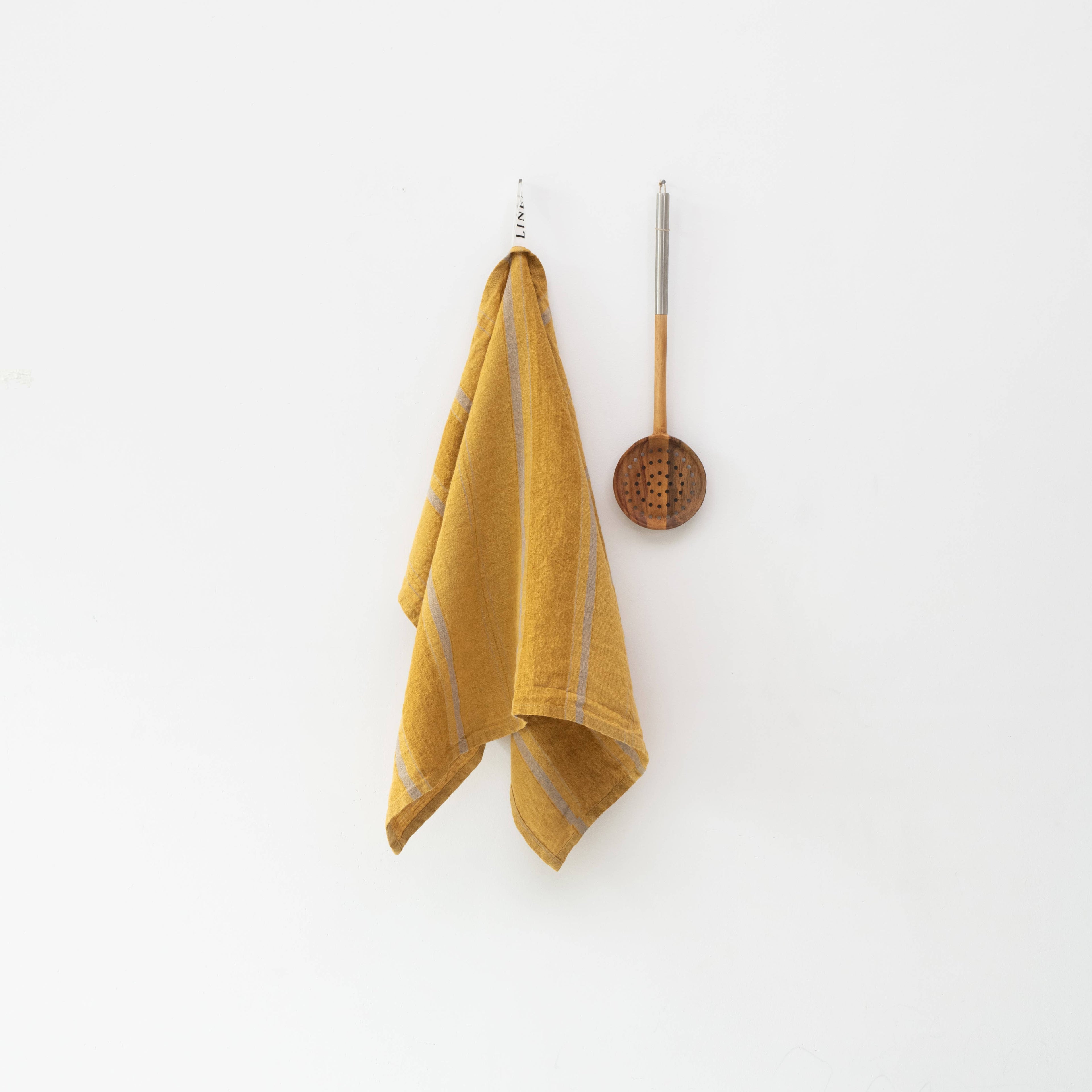 Amber Bronze Stripe Linen Kitchen Towel