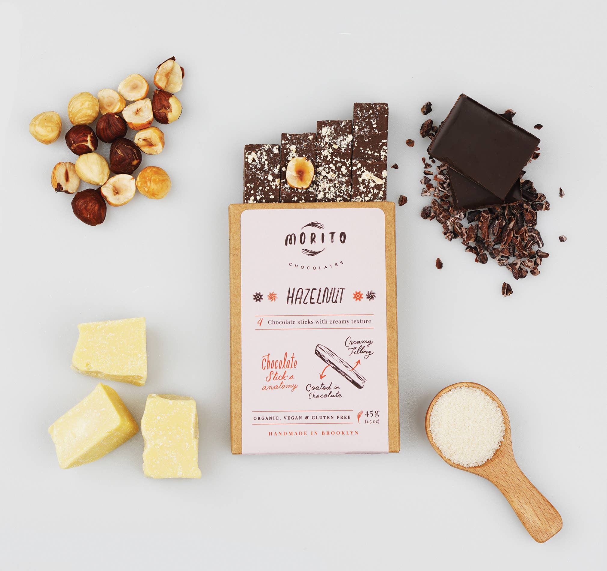 Hazelnut- 4-Pack of Vegan Chocolate Sticks