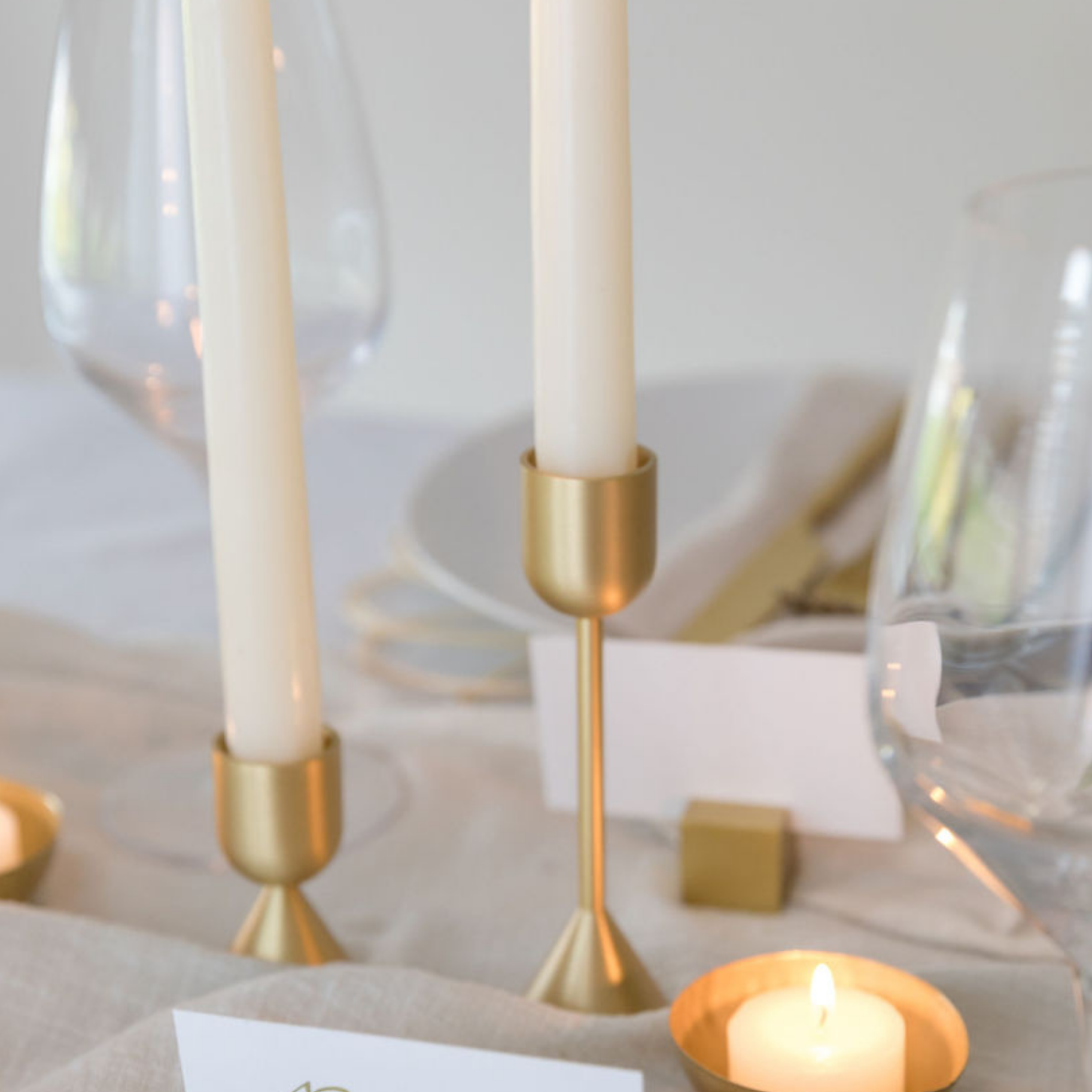Gold Solid Brass Candlestick Holder | Taper Candle Holder