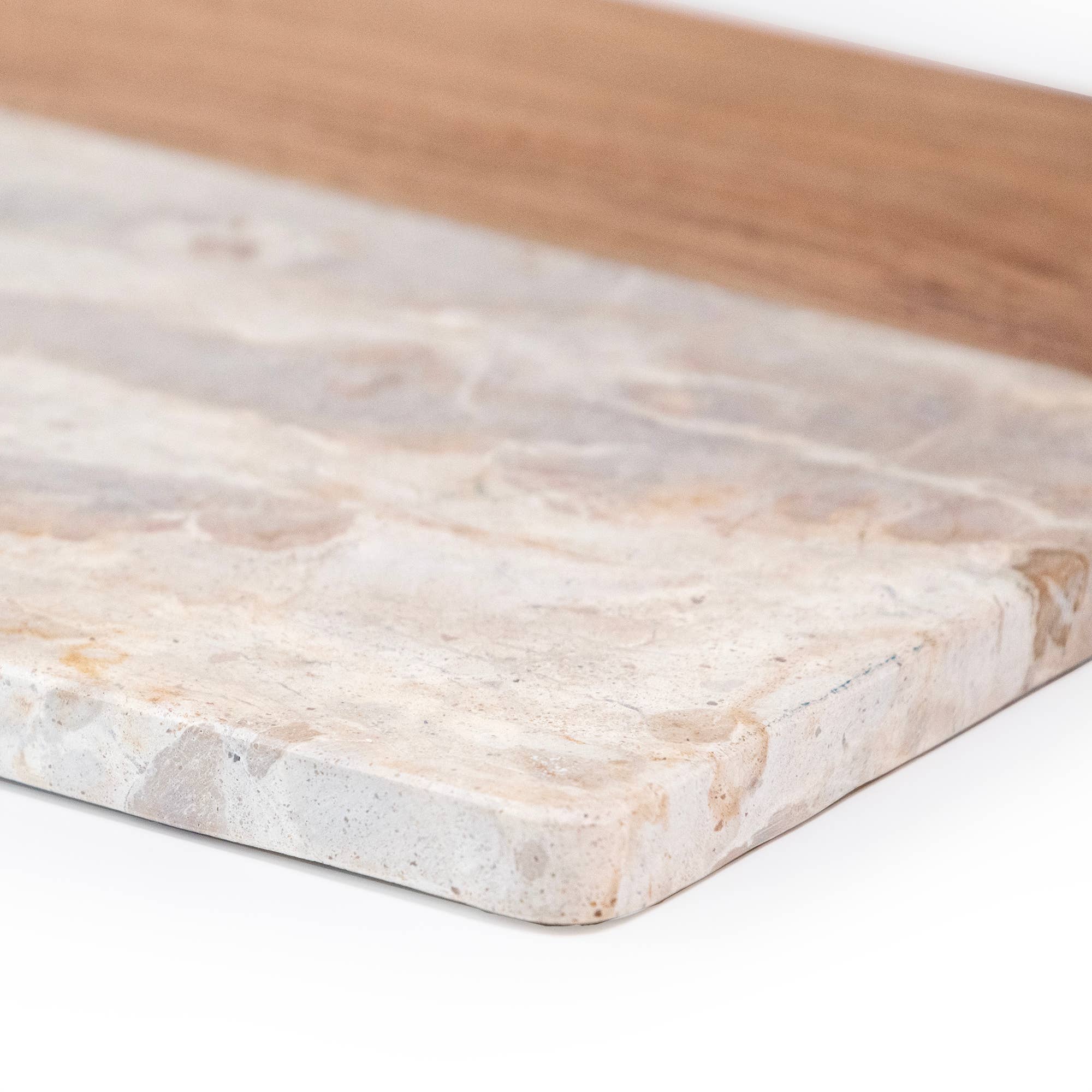 Arched Marble &amp; Acacia Wood Charcuterie Board