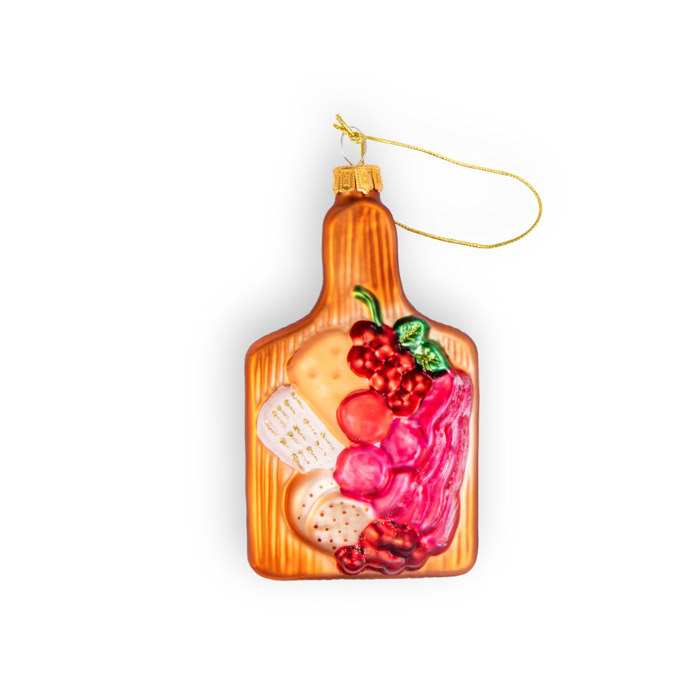 Charcuterie Board, Cheeseburger, Retro Food Shiny Glass Handmade Food Ornament 2025