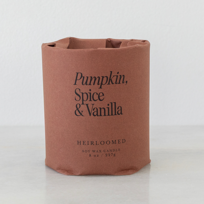 Heirloomed Candle - Pumpkin, Spice &amp; Vanilla - Fall Candle