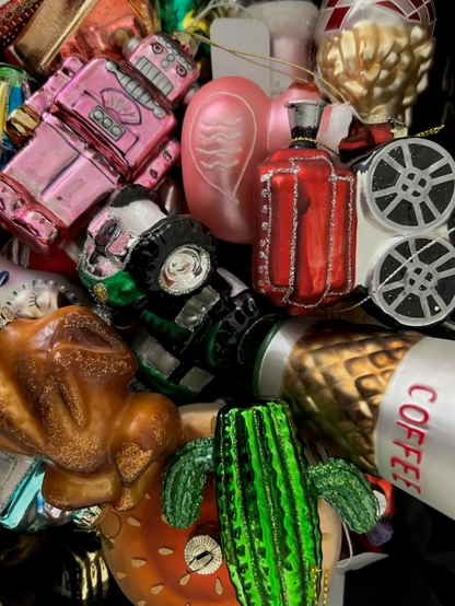 Charcuterie Board, Cheeseburger, Retro Food Shiny Glass Handmade Food Ornament 2025