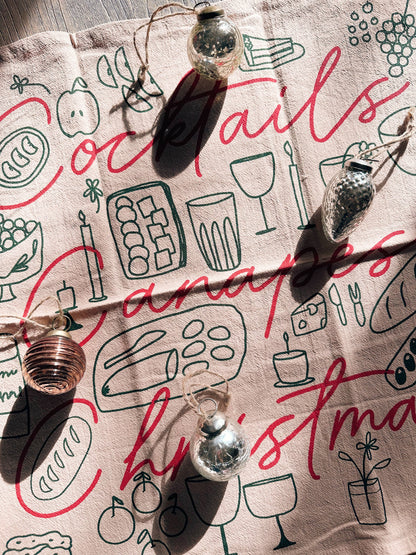 Cocktails, Canapés, Christmas Tea Towel