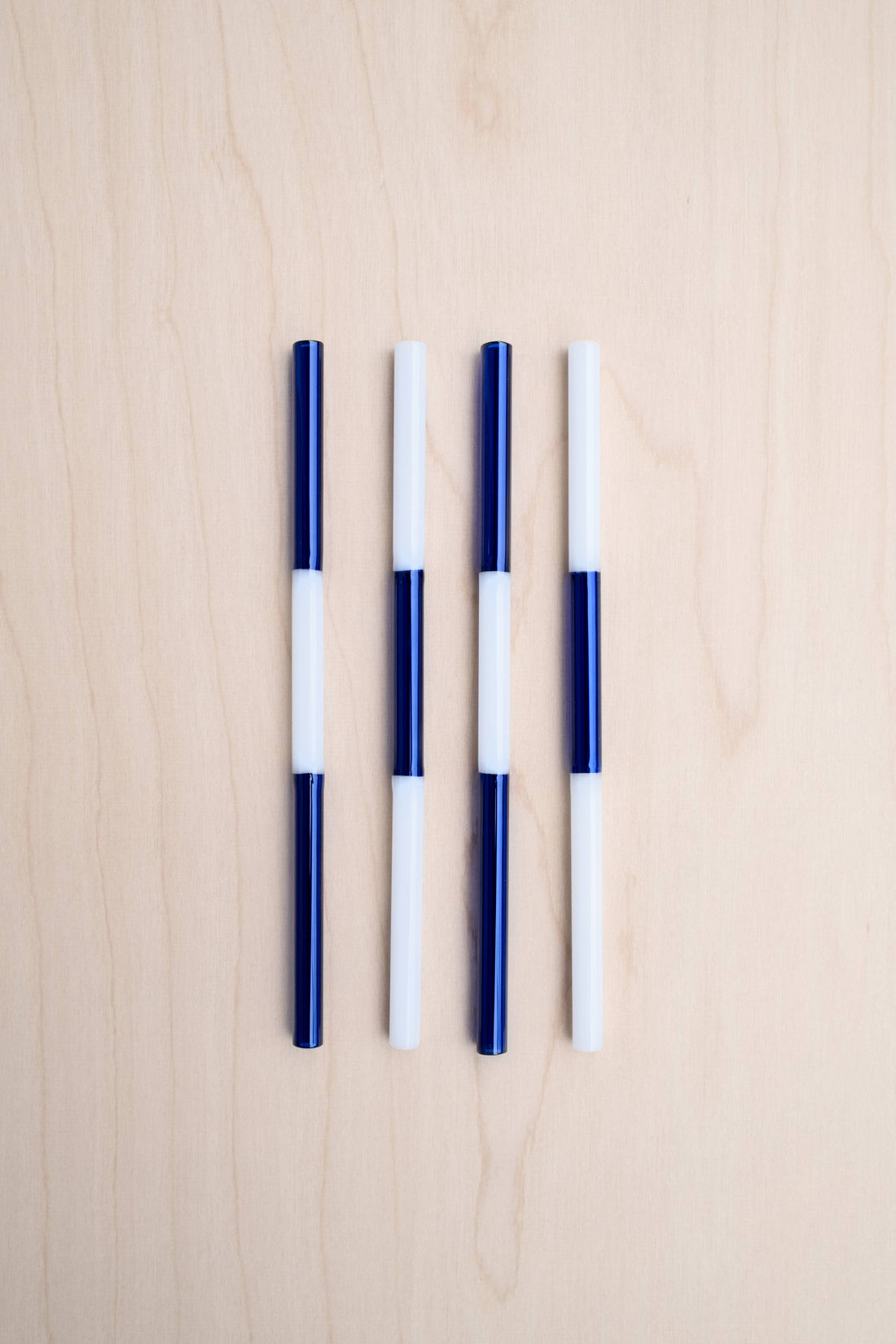 Handmade Multicolor Glass Straws | Blue &amp; White
