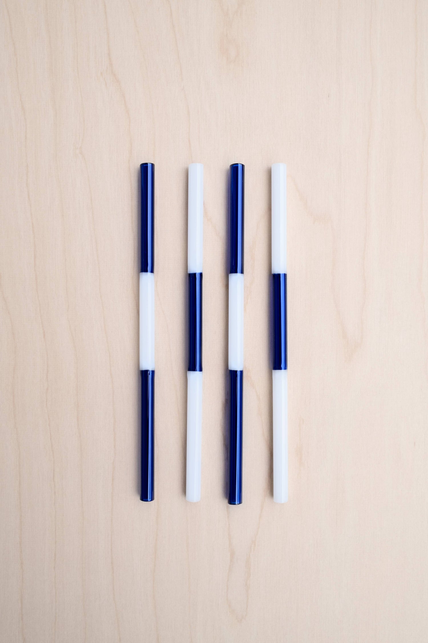 Handmade Multicolor Glass Straws | Blue &amp; White