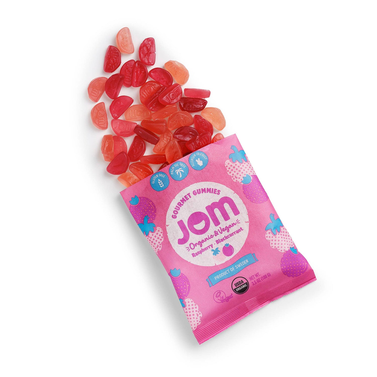 Swedish Organic and Vegan Raspberry &amp; Blackcurrant Gummies