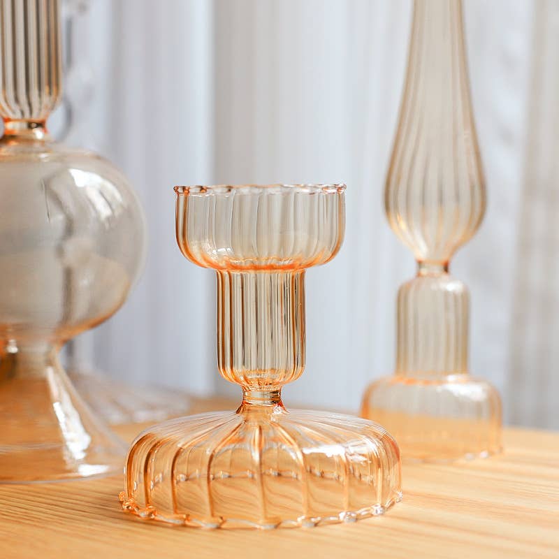 Vintage Style Glass Candlestick Holder