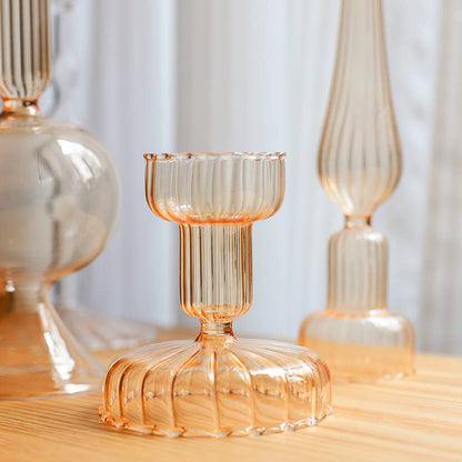 Vintage Style Glass Candlestick Holder