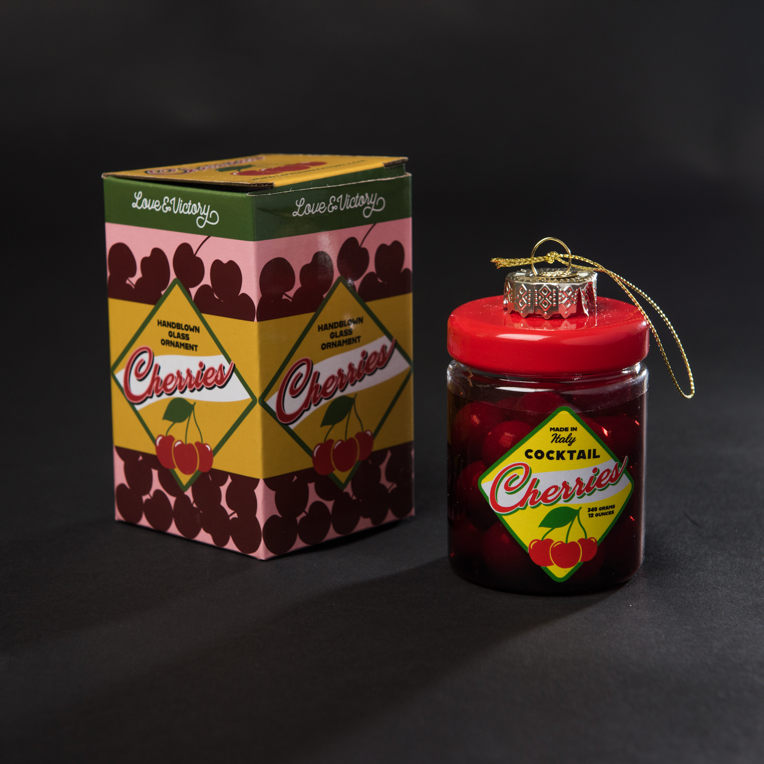 Jar of Cherries Holiday Ornament Christmas Decor