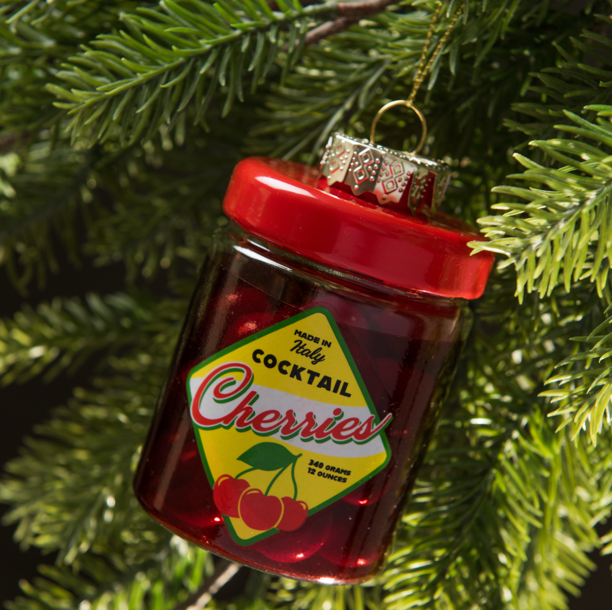 Jar of Cherries Holiday Ornament Christmas Decor