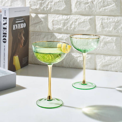 Vintage Art Deco Coupe Glasses Green