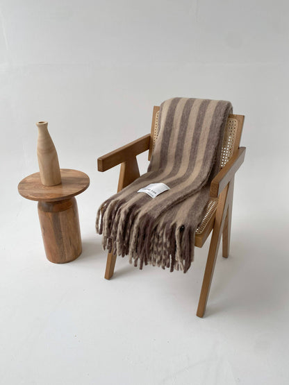The Wool Stripe Throw - Burnt Umber Stripe