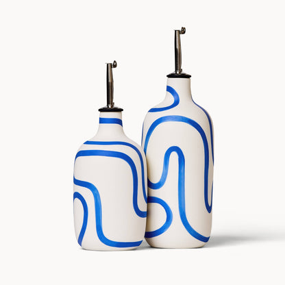Oil / Vinegar Cruets - Cobalt Outline