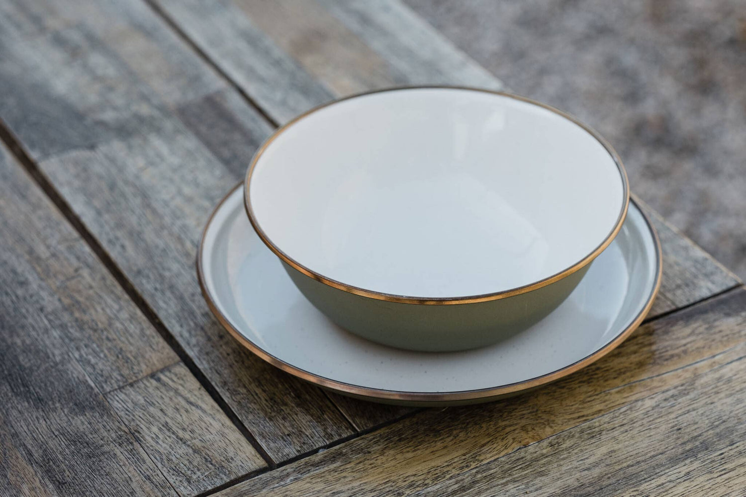 Enamel 2-Tone Bowl Set