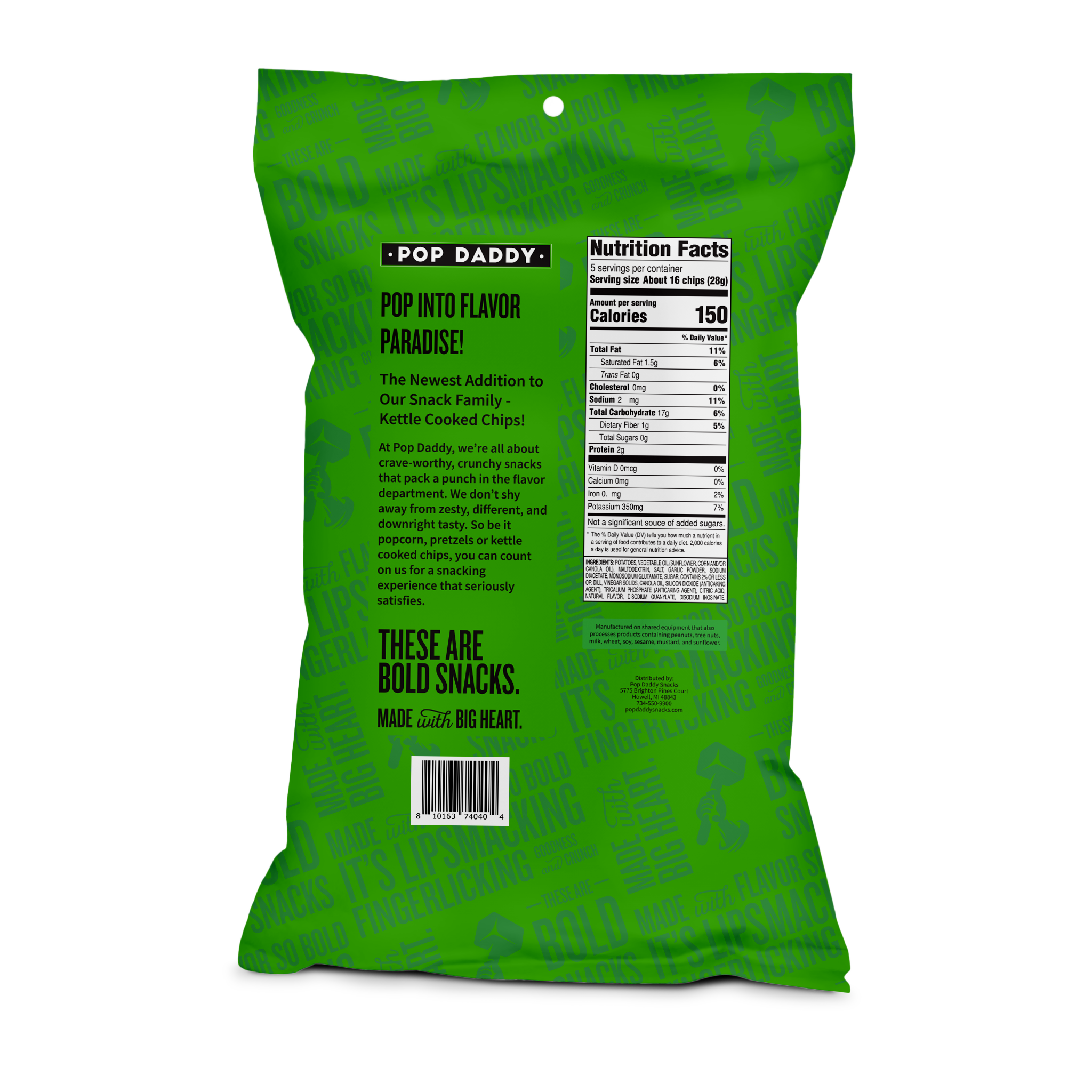 Spicy Dill Pickle Kettle Cooked Potato Chips 5.0 oz