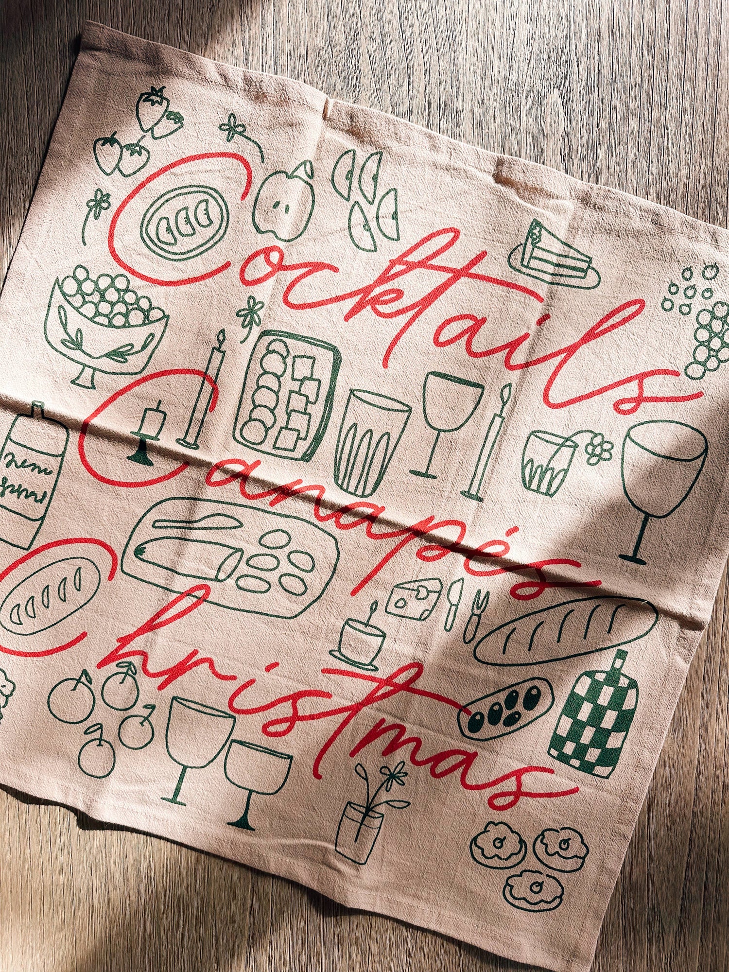 Cocktails, Canapés, Christmas Tea Towel