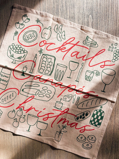 Cocktails, Canapés, Christmas Tea Towel