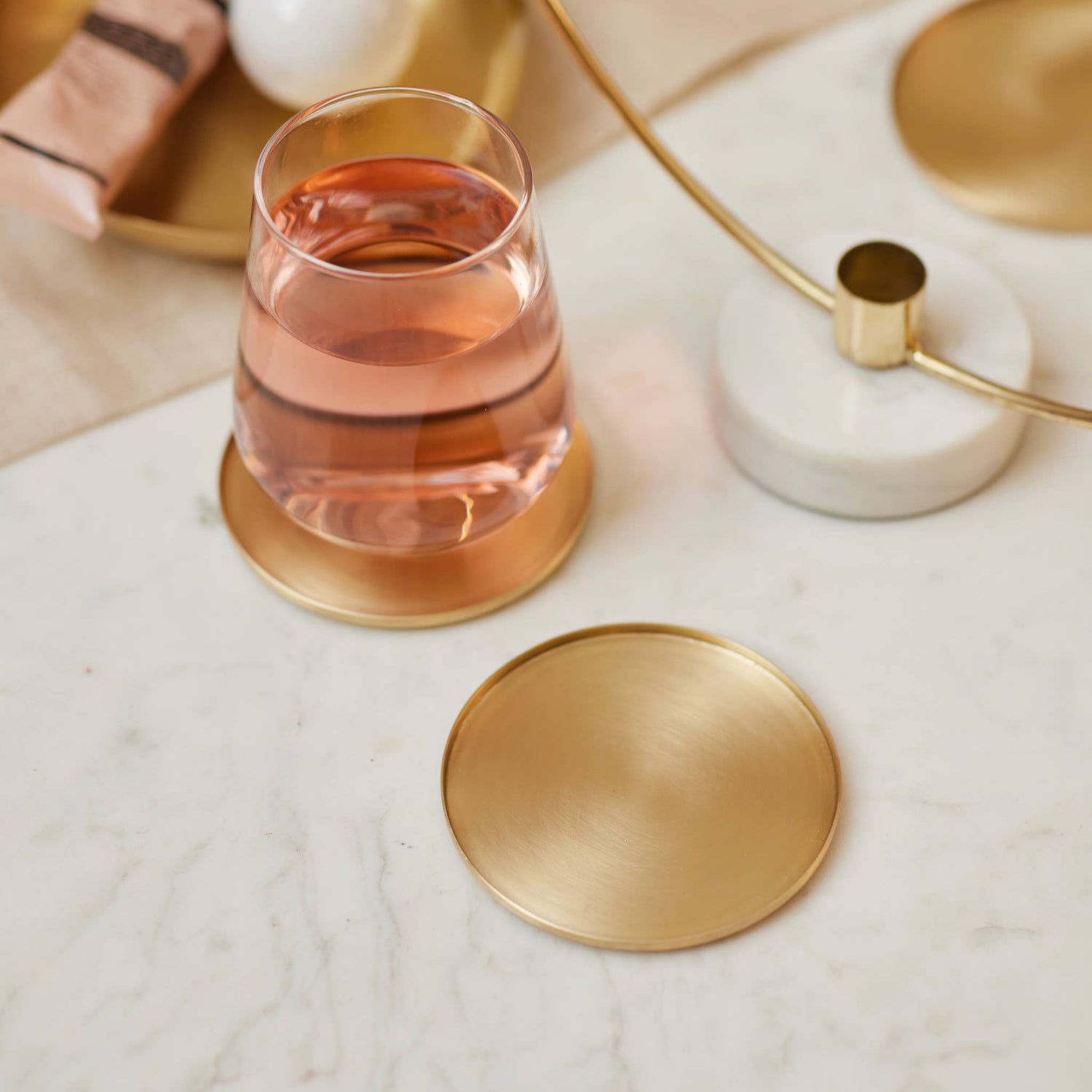 Heirloom Brass Round Coasters, Set of 4