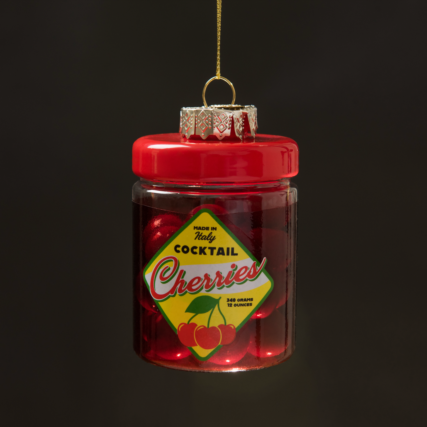 Jar of Cherries Holiday Ornament Christmas Decor