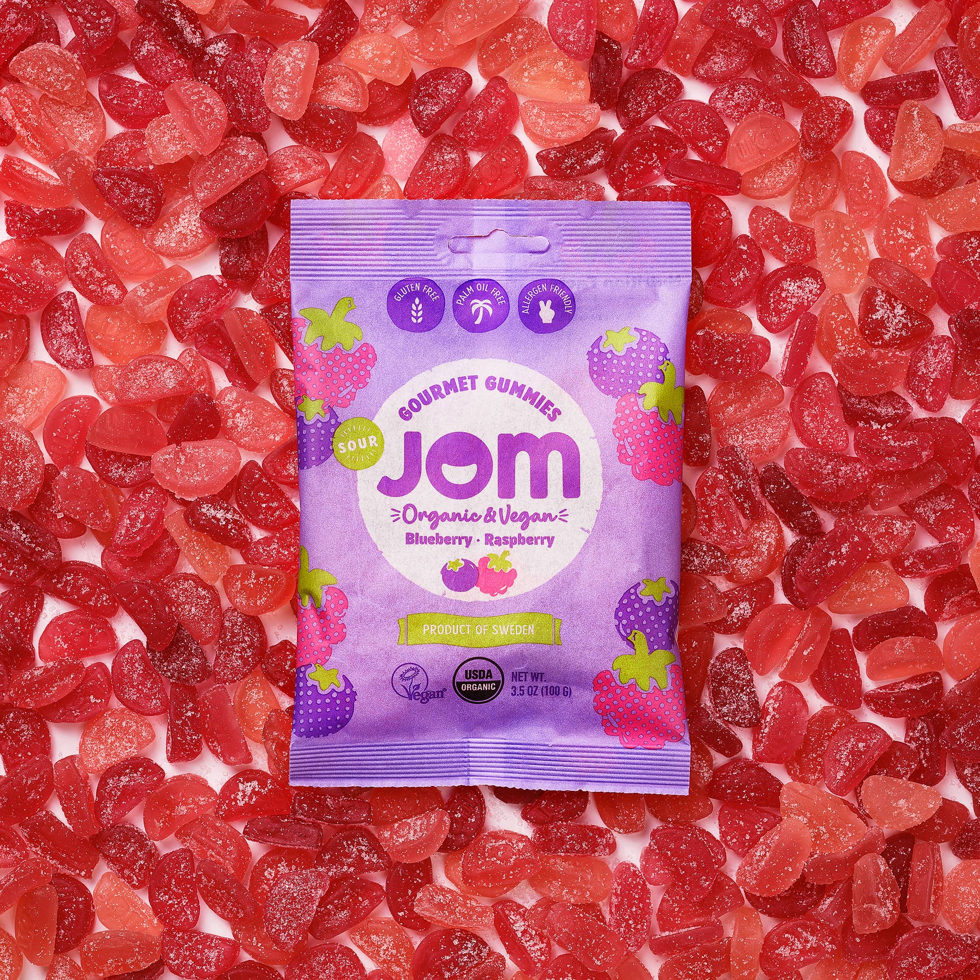Swedish Organic and Vegan Sour Blueberry &amp; Raspberry Gummies