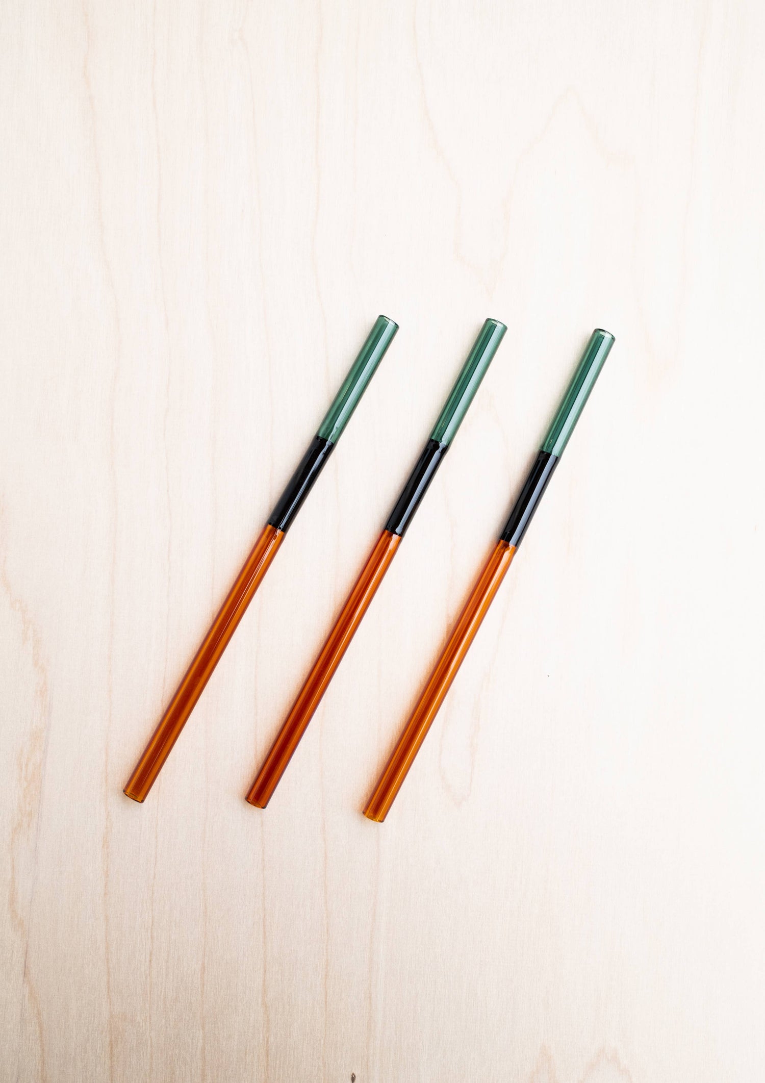 Handmade Multicolor Glass Straws | Green, Black, Orange