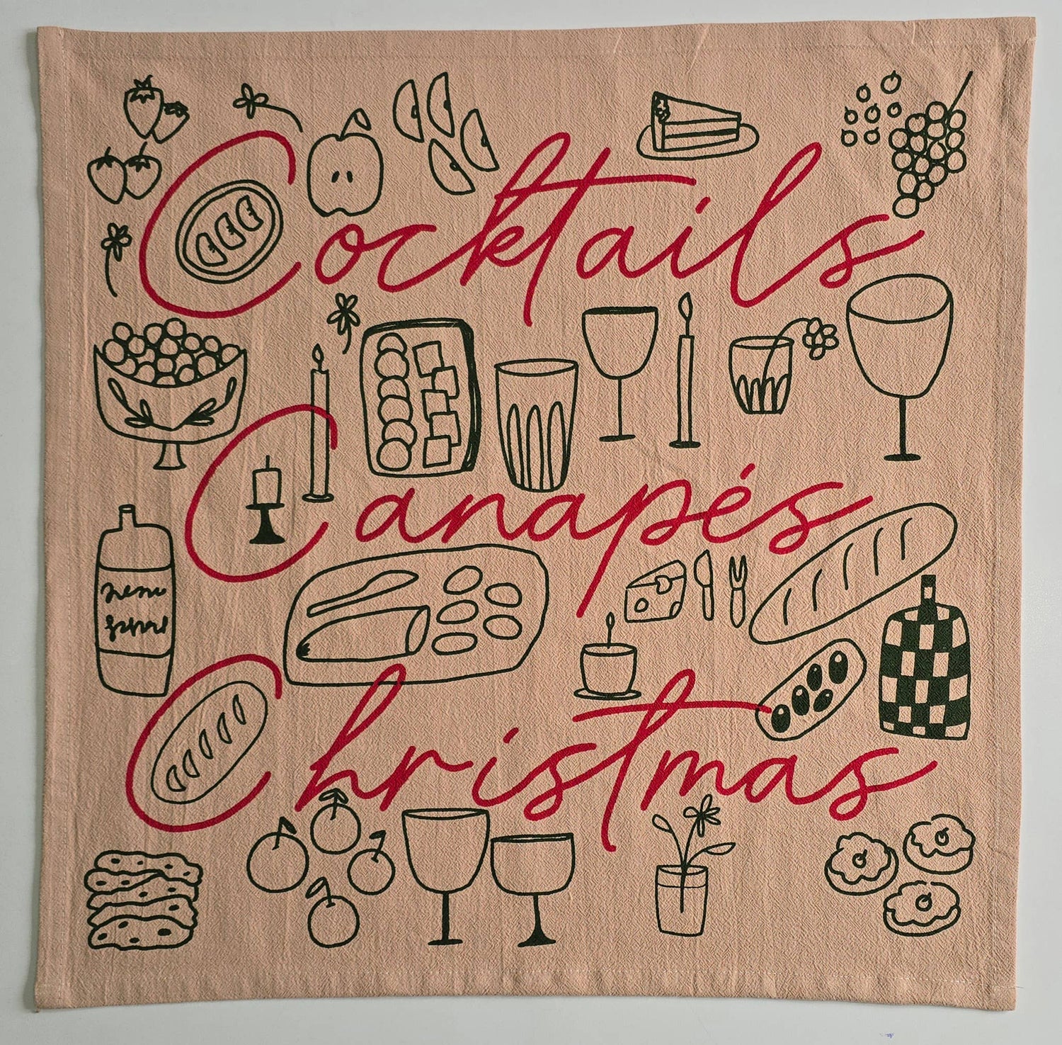 Cocktails, Canapés, Christmas Tea Towel