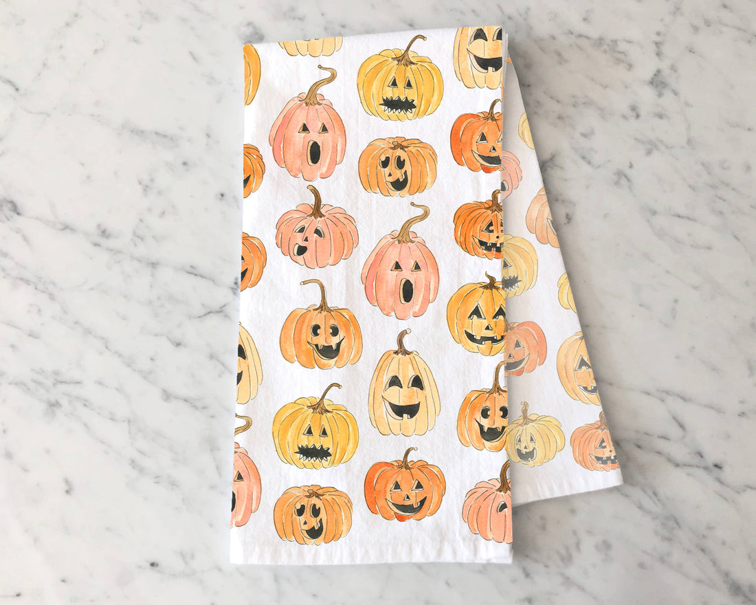 Halloween Pumpkins - Fall Tea Towel