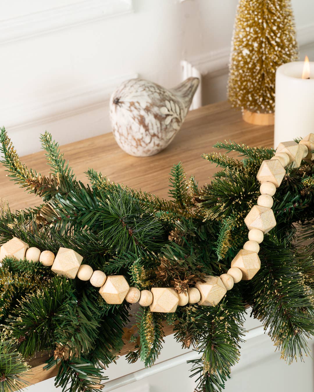 Tinsel Beaded Garland Natural