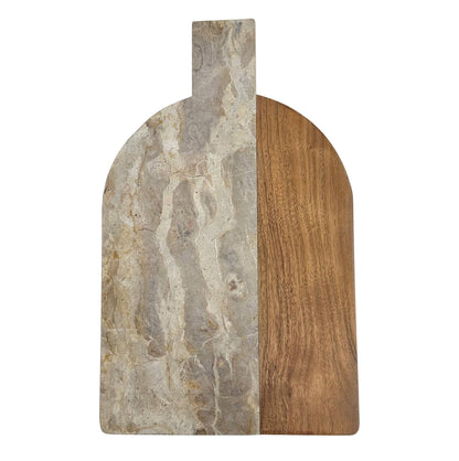 Arched Marble &amp; Acacia Wood Charcuterie Board