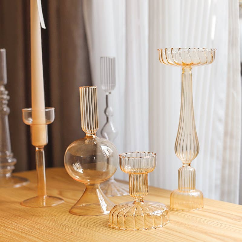 Vintage Style Glass Candlestick Holder