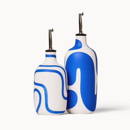 Oil / Vinegar Cruets - Cobalt Outline