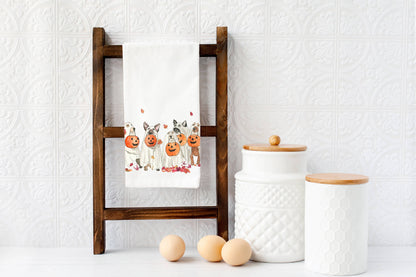 Halloween Ghost Dogs Kitchen Towel - Fall Tea Towel