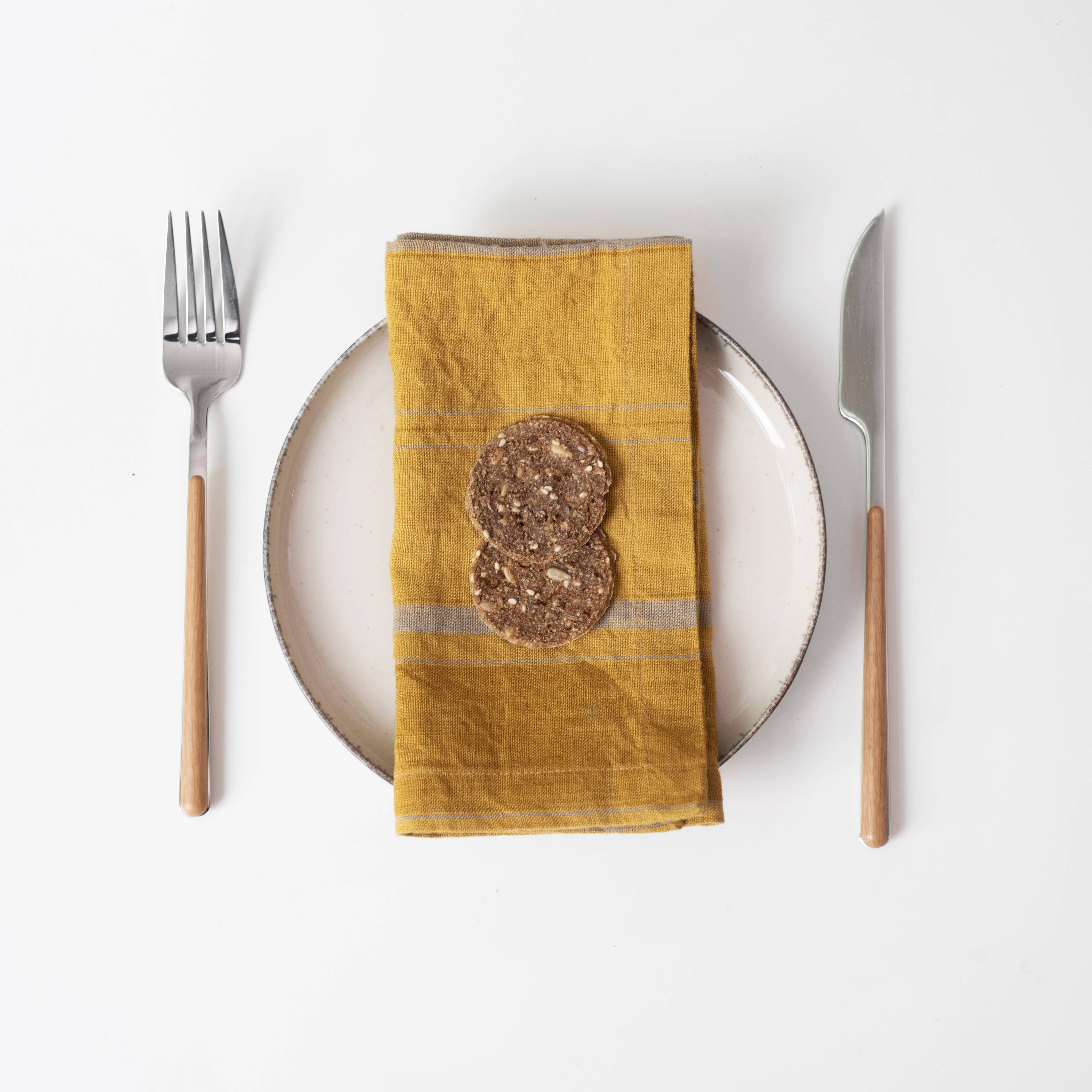 Amber Bronze Stripes Linen Napkins Set of 2