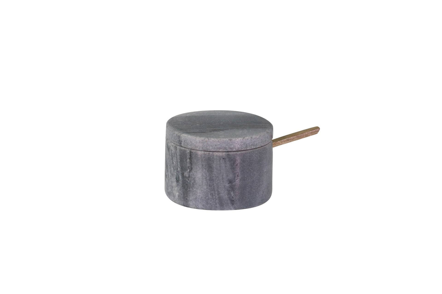 Gray Marble Lidded Cellar with Wood Spoon